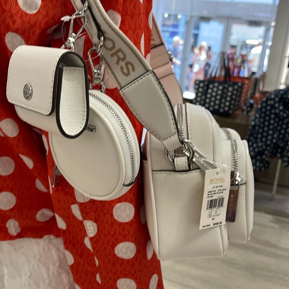 Michael Kors Jet Set Leather Medium Crossbody Bag with Case for Apple Airpods Pr - Picture 13 of 16